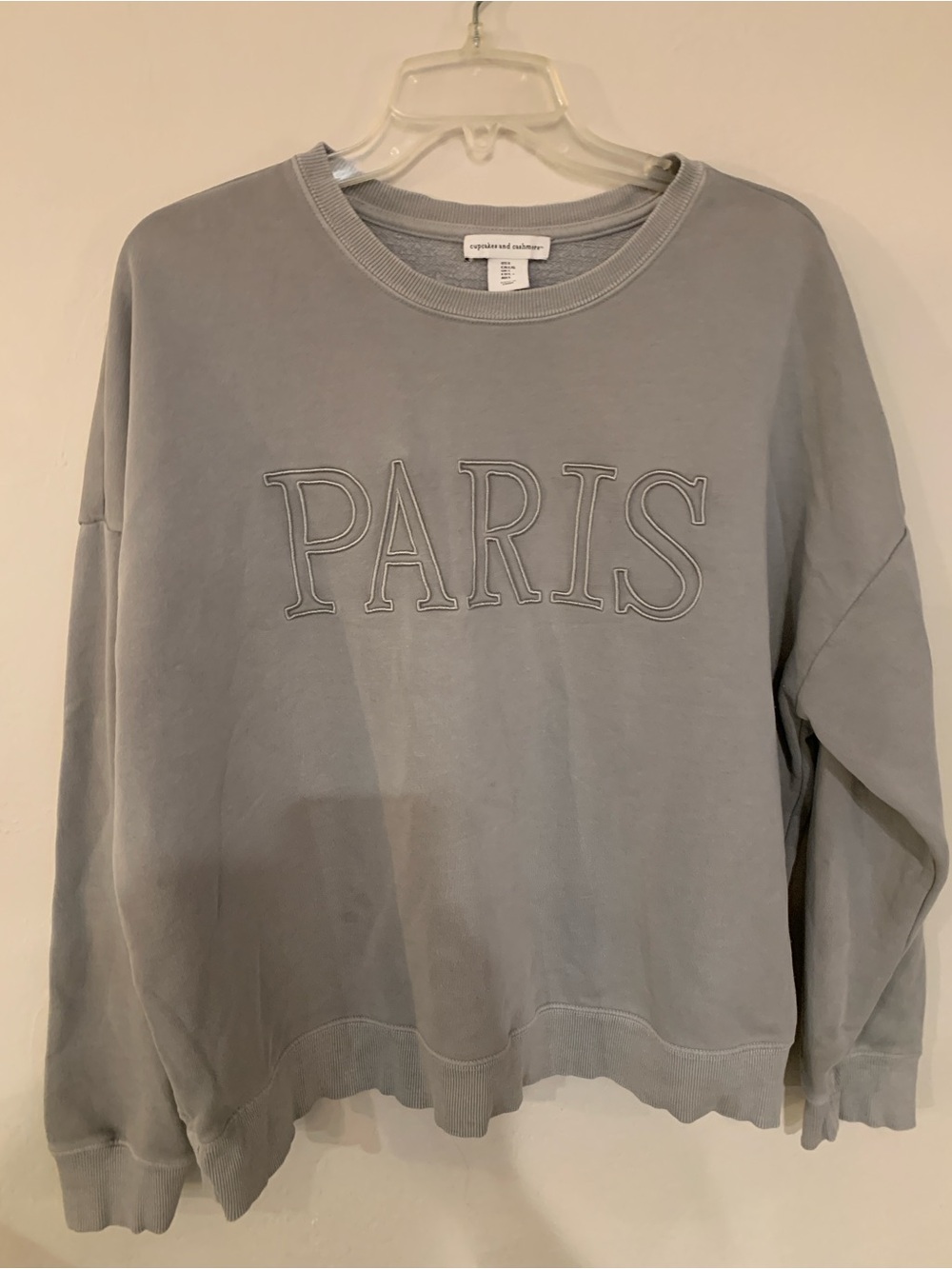 cupcakes & cashmere Light Gray 'PARIS' Embroidered Crewneck Sweatshirt L